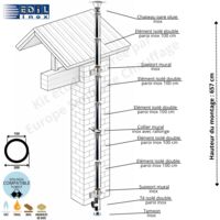 Kit conduit double paroi isolé vertical extérieur Ediliso25 Edilinox Diamètre 150 Version Longueur montage 657 cm