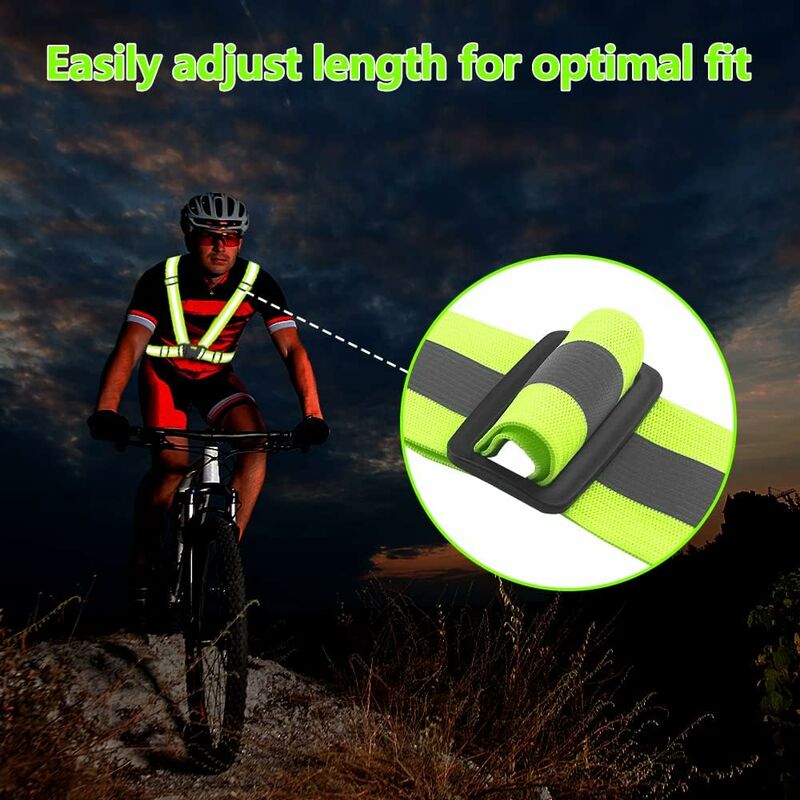 2 pièces Gilet réfléchissant Sécurité Harnais fluorescent Brassard haute  visibilité réglable pour la course à vélo Marche Jogging Moto