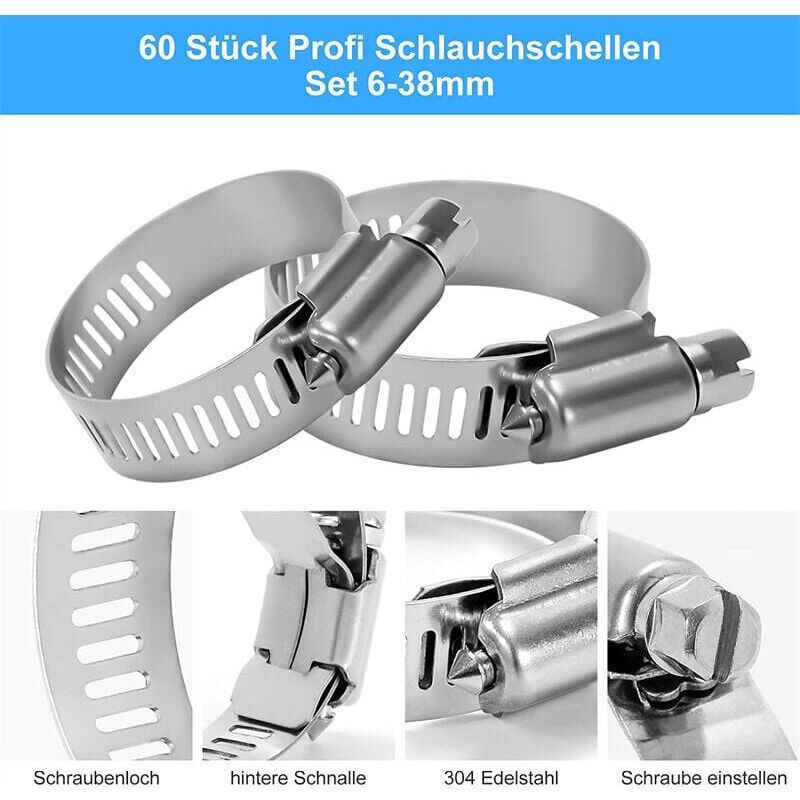 Lot Premium De 6 Colliers De Serrage En Acier Inoxydable