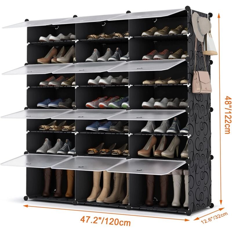 HOMCOM Armoire étagère à chaussures 3 niveaux 6 compartiments