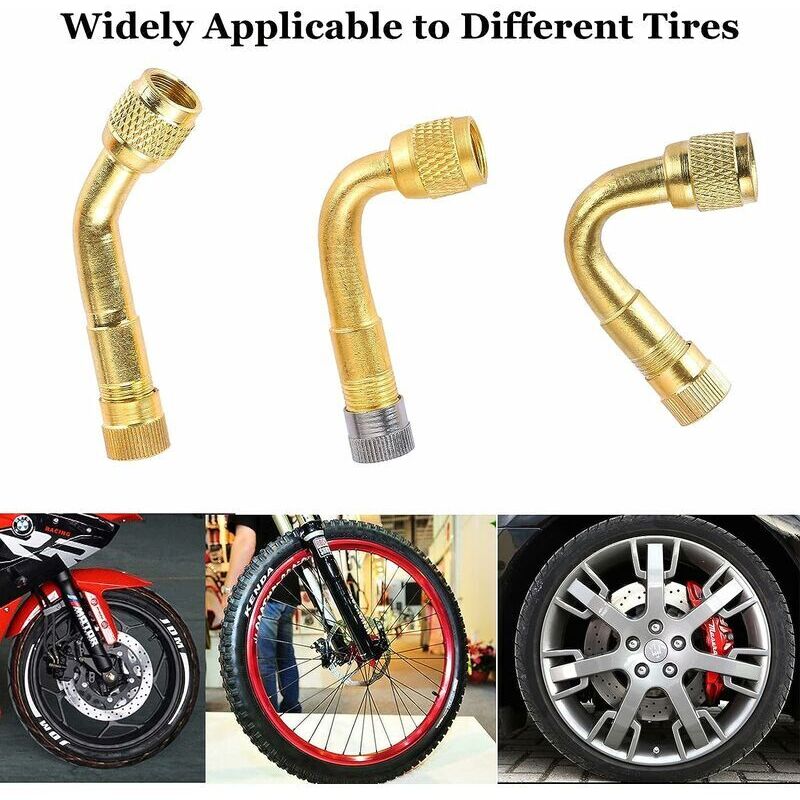 Rallonge De Valve De Pneu En Laiton 90° 135° 45° Adaptateur D Tige De Valve Pour Voiture Moto Velo Or 94980098