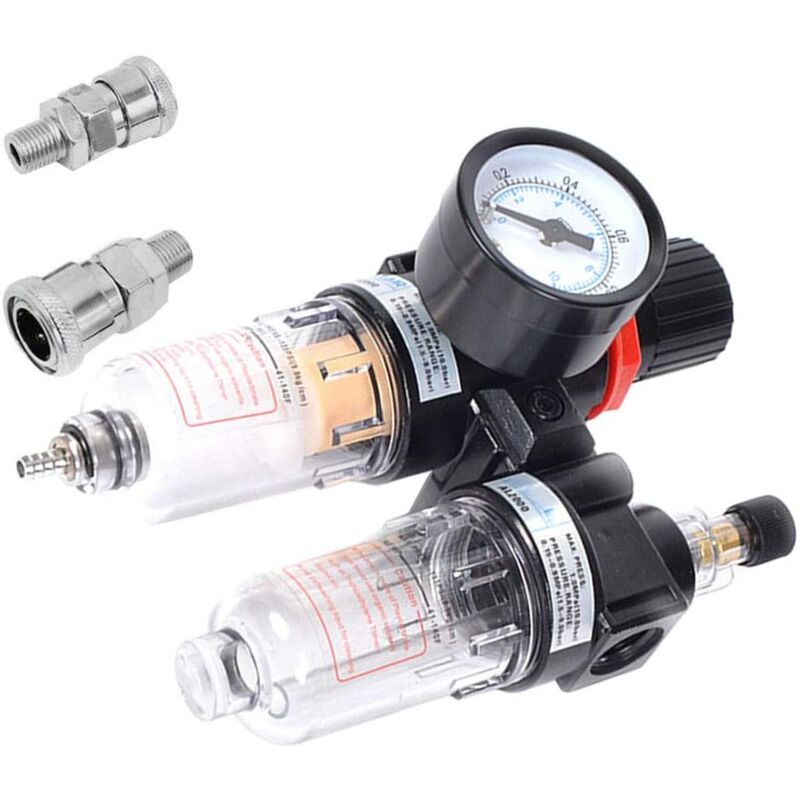 Régulateur Pression Air Comprimé 1/4" NPT - Filtre à Eau Avec Manomètre - Pour Outils Pneumatiques