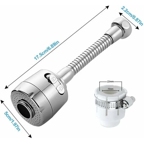 extension de Robinet à Économie d'Eau, Universelle, Rotative à 360°,  Anti-Éclaboussures, pour Robinet, Tuyau, Diffuseur, Extensible, flexible