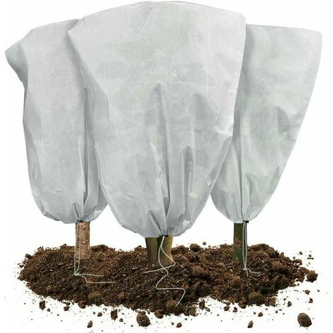 Protection hivernale pour plantes, sac phytosanitaire pour plantes en pot  240 x 200 cm avec cordon de serrage et disque de paillis de noix de coco