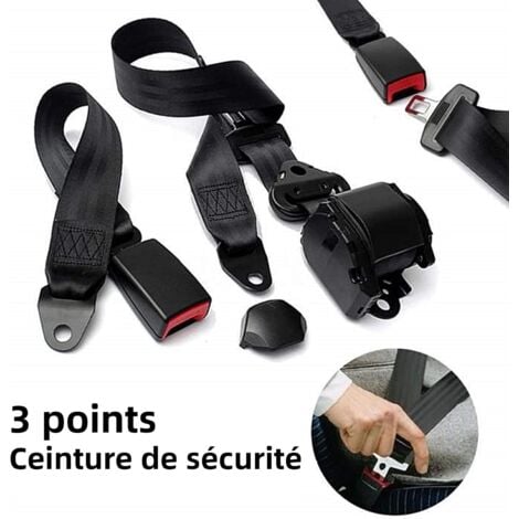 Ceinture de sécurité de voiture, réglable universel 3 points Ceinture de sécurité de voiture, Seat automatique télescopique pour voiture Ceinture de voitures Accessoires Voyage Véhicule,(25CM)DOLASO