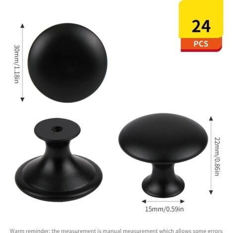 24 Pièces Bouton de Tiroir Noir Mat,Boutons de Placard Rond Bouton de Meubles avec Vis pour Armoire Cuisine Tables Chevet(30mm) MINKUROW