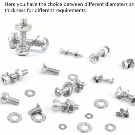 360PCS Rondelles Plates en 304 Acier Inoxydable Assortiment, Rondelles metal, Joint vidange, Rondelles gonds de porte, Rondelles assortiment de lave-mains (M2 M2.5 M3 M4 M5 M6 M8 M10), Ensoleillé