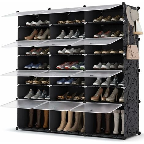 Range-chaussures noir à 5 niveaux pour 15 paires de chaussures