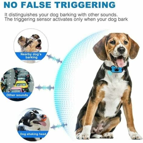 Collier anti-aboiement rechargeable pour chiens, dispositif anti-aboiement pour petits chiens de taille moyenne à grande, collier anti-aboiement pour chiens, (Bleu)