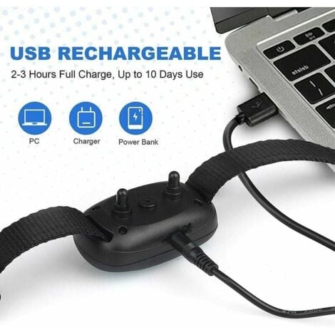 Collier anti-aboiement rechargeable pour chiens, dispositif anti-aboiement pour petits chiens de taille moyenne à grande, collier anti-aboiement pour chiens, (Bleu)