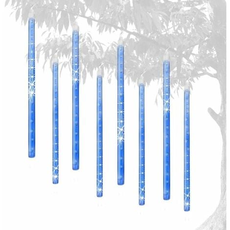 Devenirriche-Météore Pluie Guirlandes Lumineuse, 8 Tubes 30CM 192 LED Eclairage Météore Douche Lumière Etanche LED Pour Mariage Maison Arbre Jardin de Noël Parti (Bleu)