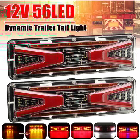 2 pièces 12 V dynamique LED voiture camion coulant arrière feu arrière clignotant frein lampe de recul pour remorque camion bus campeurs (12 V)