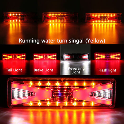 2 pièces 12 V dynamique LED voiture camion coulant arrière feu arrière clignotant frein lampe de recul pour remorque camion bus campeurs (12 V)