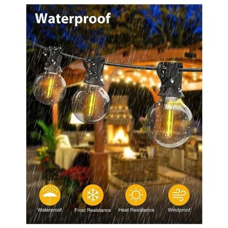 Guirlande Lumineuse Extérieure,15M Guirlande Guinguette LED G40 Ampoules 25+1 Rechange,Guirlande Decorative Raccordable pour Jardin,Fête,Soirée,Terrasse,Nol,Blanc Chaud,dolaso