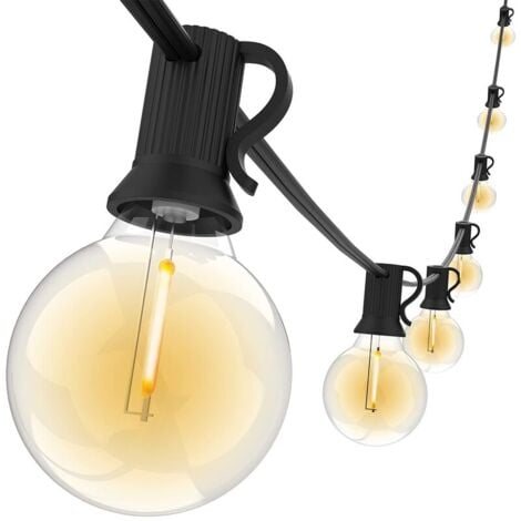Guirlande Lumineuse Extérieure,15M Guirlande Guinguette LED G40 Ampoules 25+1 Rechange,Guirlande Decorative Raccordable pour Jardin,Fête,Soirée,Terrasse,Nol,Blanc Chaud,dolaso