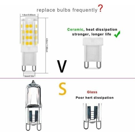 Ampoule LED G9 5W, Equivalent 40W , Blanc Chaud 3000k, 220-240V, 360° angle de faisceau, Pack de 10,dolaso