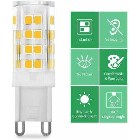 Ampoule LED G9 5W, Equivalent 40W , Blanc Chaud 3000k, 220-240V, 360° angle de faisceau, Pack de 10,dolaso