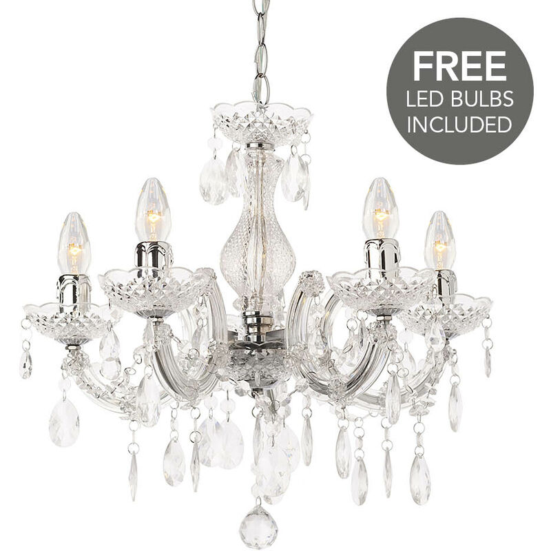 Litecraft Marie Therese Chandelier Ceiling 5 Arm With Free LED