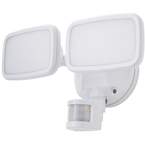Litecraft Alma Flood Light Twin LED 20W Outdoor Fitting with PIR Sensor - White