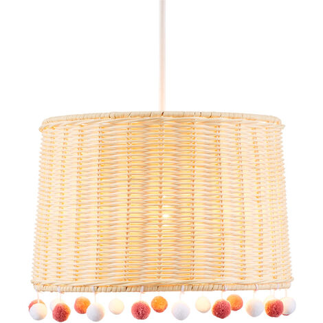 Litecraft Glow Light Shade Pom Pom Easy Fit 30 cm Ceiling Lampshade - Natural