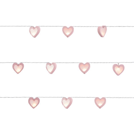Litecraft Glow Hearts Wooden String Lights Integrated LED Fittings – Pink
