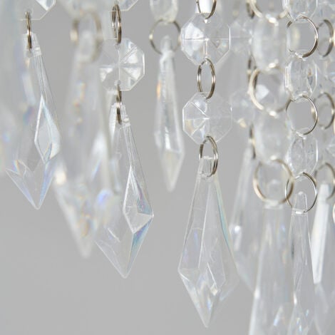 Litecraft Glow Light Shade Easy Fit Lampshade With Acrylic Droplets - Chrome