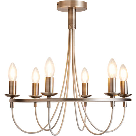 Litecraft Fredericka 6 Light Ceiling Pendant E14 Base 6 Watt LED - Pewter (1/5)