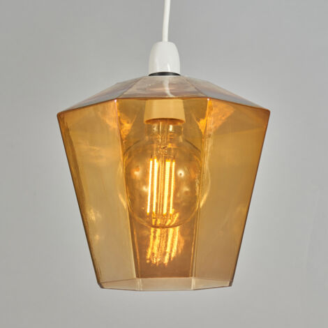 Litecraft Tethys Glass Easy to Fit Lamp Shade Pendant Shade Light Shade- Amber