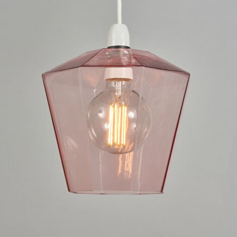 Litecraft Tethys Glass Easy to Fit Lamp Shade Pendant Shade Light Shade- Pink