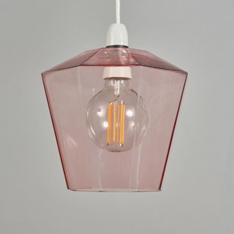 Litecraft Tethys Glass Easy to Fit Lamp Shade Pendant Shade Light Shade- Pink
