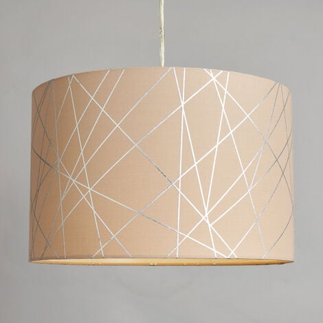 Litecraft Light Shade 30 cm Geometric Easy Fit Lampshade - Mocha, Silver