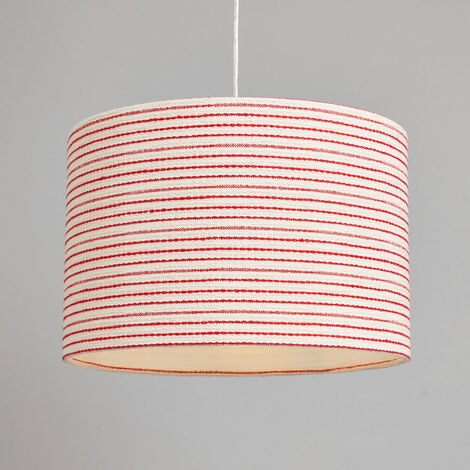 Litecraft Light Shade 30 cm Striped Easy Fit Ceiling Lampshade - Red, White