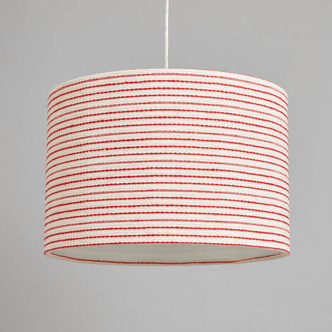 Litecraft Light Shade 30 cm Striped Easy Fit Ceiling Lampshade - Red, White
