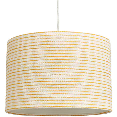 Litecraft Light Shade 30 cm Striped Easy Fit Ceiling Lampshade - Yellow, White