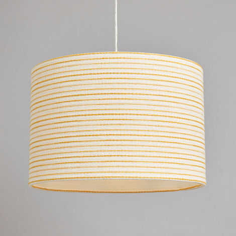 Litecraft Light Shade 30 cm Striped Easy Fit Ceiling Lampshade - Yellow, White