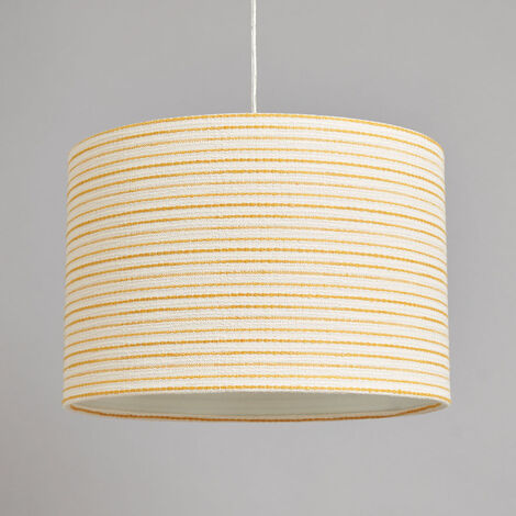 Litecraft Light Shade 30 cm Striped Easy Fit Ceiling Lampshade - Yellow, White