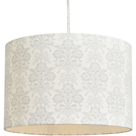Litecraft Light Shade 30 cm Damask Print Easy Fit Ceiling Lampshade - Grey (1/5)