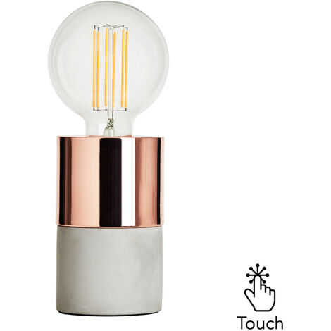 Litecraft Concrete Table Lamp With Touch Sensitive Base - Copper