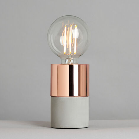 Litecraft Concrete Table Lamp With Touch Sensitive Base - Copper
