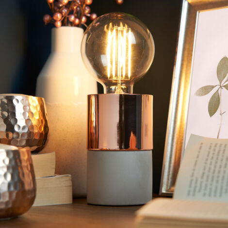 Litecraft Concrete Table Lamp With Touch Sensitive Base - Copper