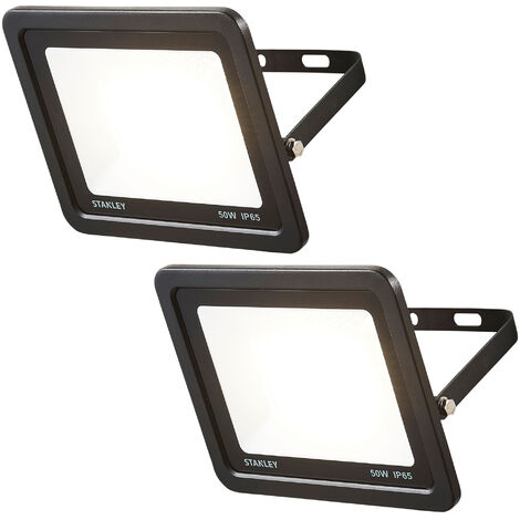 Stanley Floodlight 50W IP65 Rated Garden Slimline LED In Black- 2 Pack Litecraft (1/5)