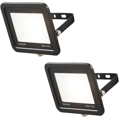 Stanley Floodlight 20W IP65 Rated Garden Slimline LED In Black- 2 Pack Litecraft (1/5)