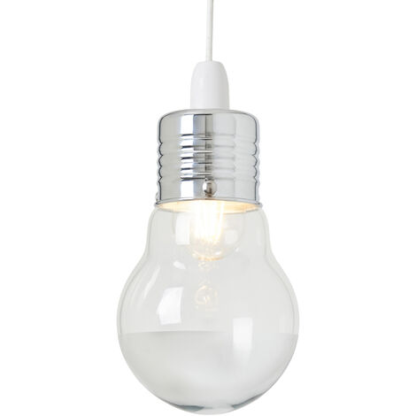 Litecraft Light Shade Quirky Bulb Easy Fit Ceiling Lampshade - Chrome Clearance