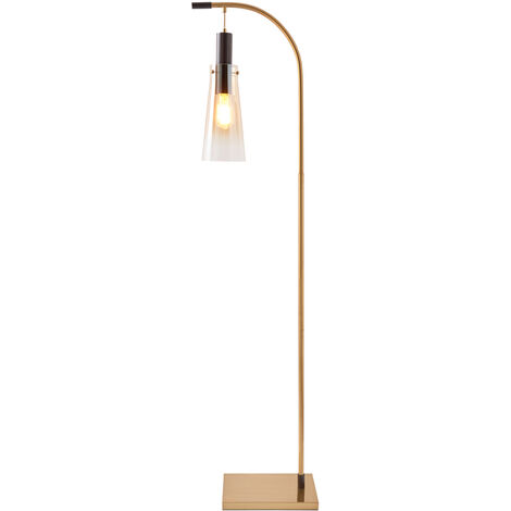 Visconte Atrani Floor Lamp With Champagne Tinted Glass Shade - Brass, Black (1/3)