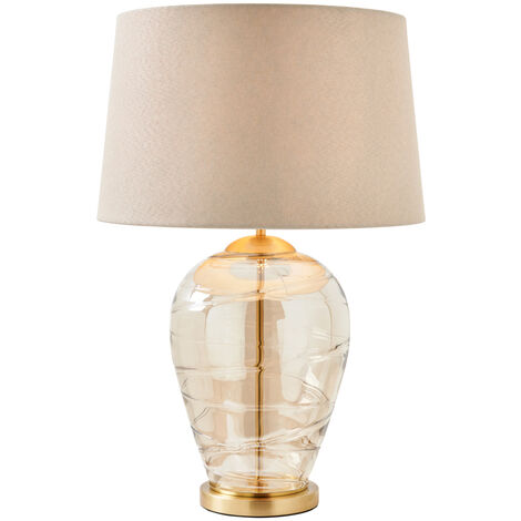 Visconte Sarno Table Lamp Base With Ivory Tapered Shade - Champagne, Brass