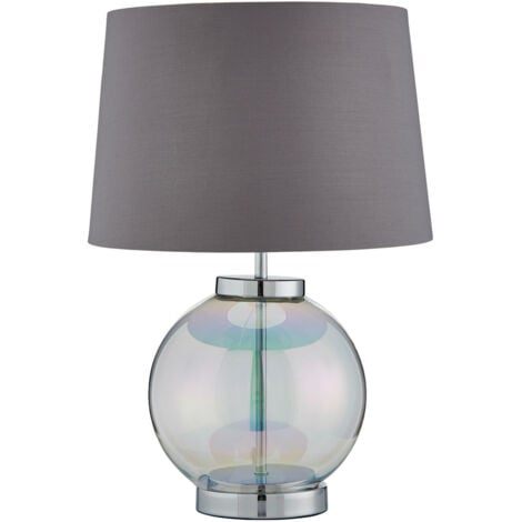 Litecraft Idris Table Lamp Globe Base With Grey Tapered Shade ...