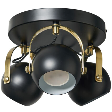 Litecraft Eyeball Spotlight Plate Adjustable GU10 3 Arm - Black, Satin Brass (1/5)