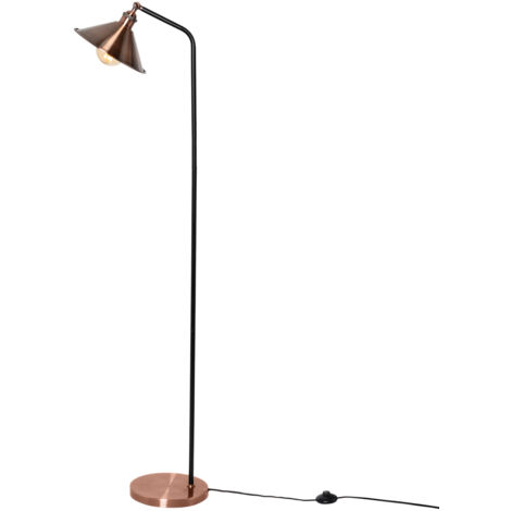 Litecraft Danica Floor Lamp Adjustable Base With Diner Shade - Antique Copper