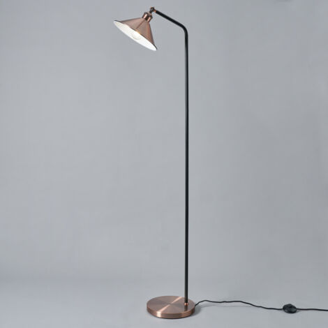 Litecraft Danica Floor Lamp Adjustable Base With Diner Shade - Antique Copper