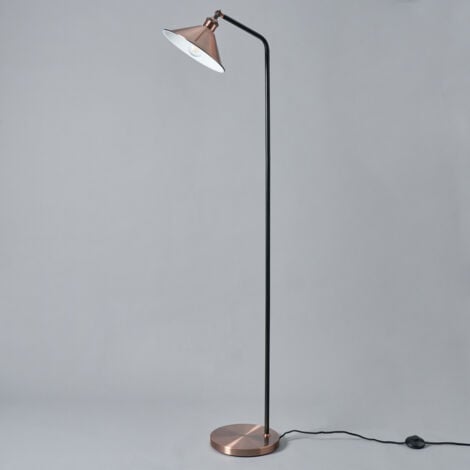 Litecraft Danica Floor Lamp Adjustable Base With Diner Shade - Antique Copper
